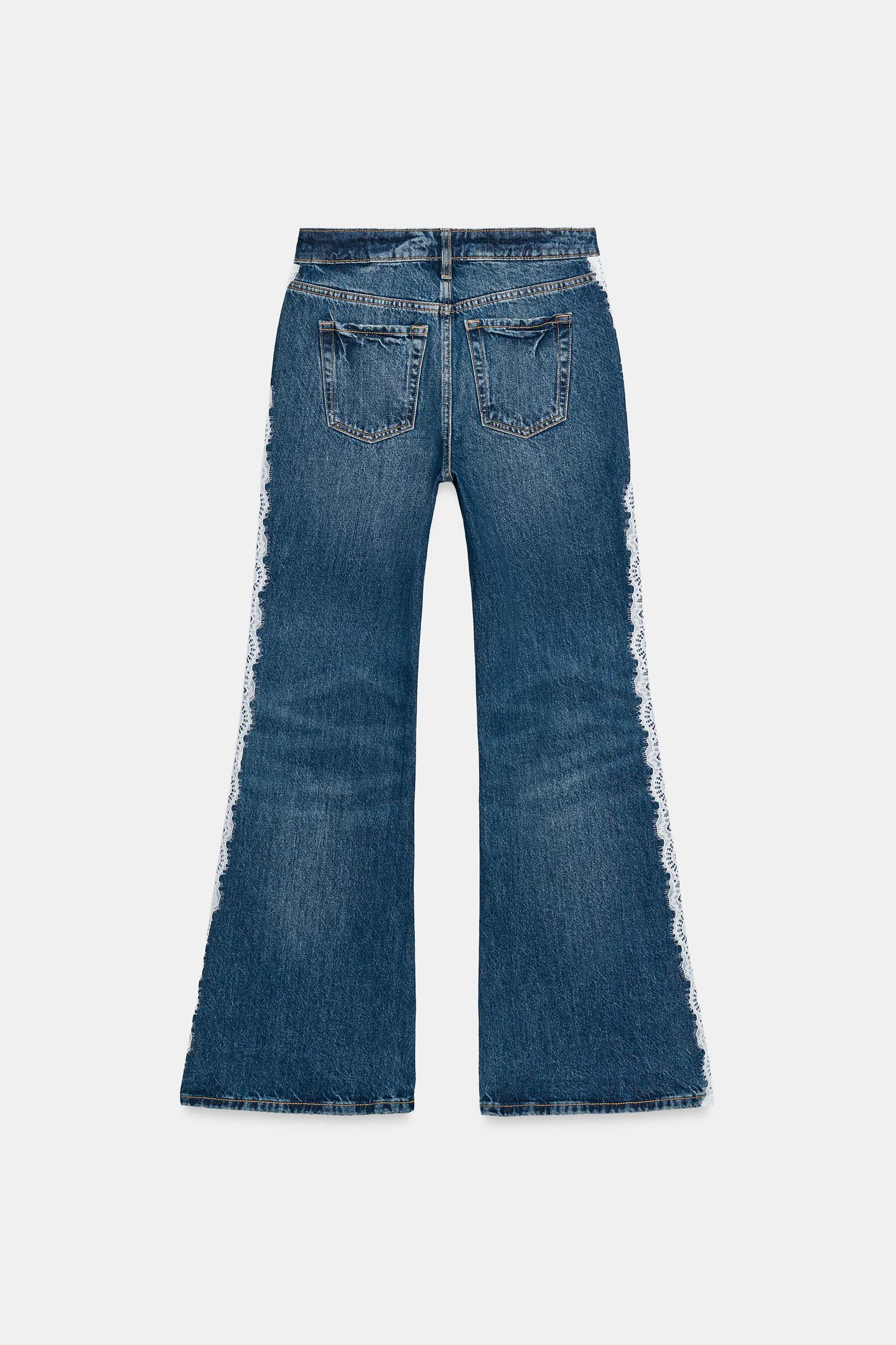 Женские джинсы Zara Z1975 High-Rise Side-Lace Bootcut, цвет: Синий — фото 7
