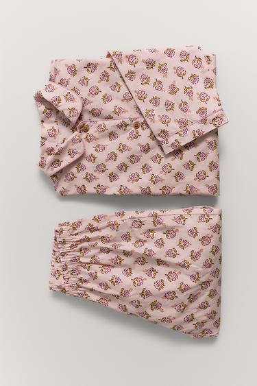 3-6 YEARS/ FLORAL SHIRT AND TROUSERS PYJAMAS - Pink by Zara