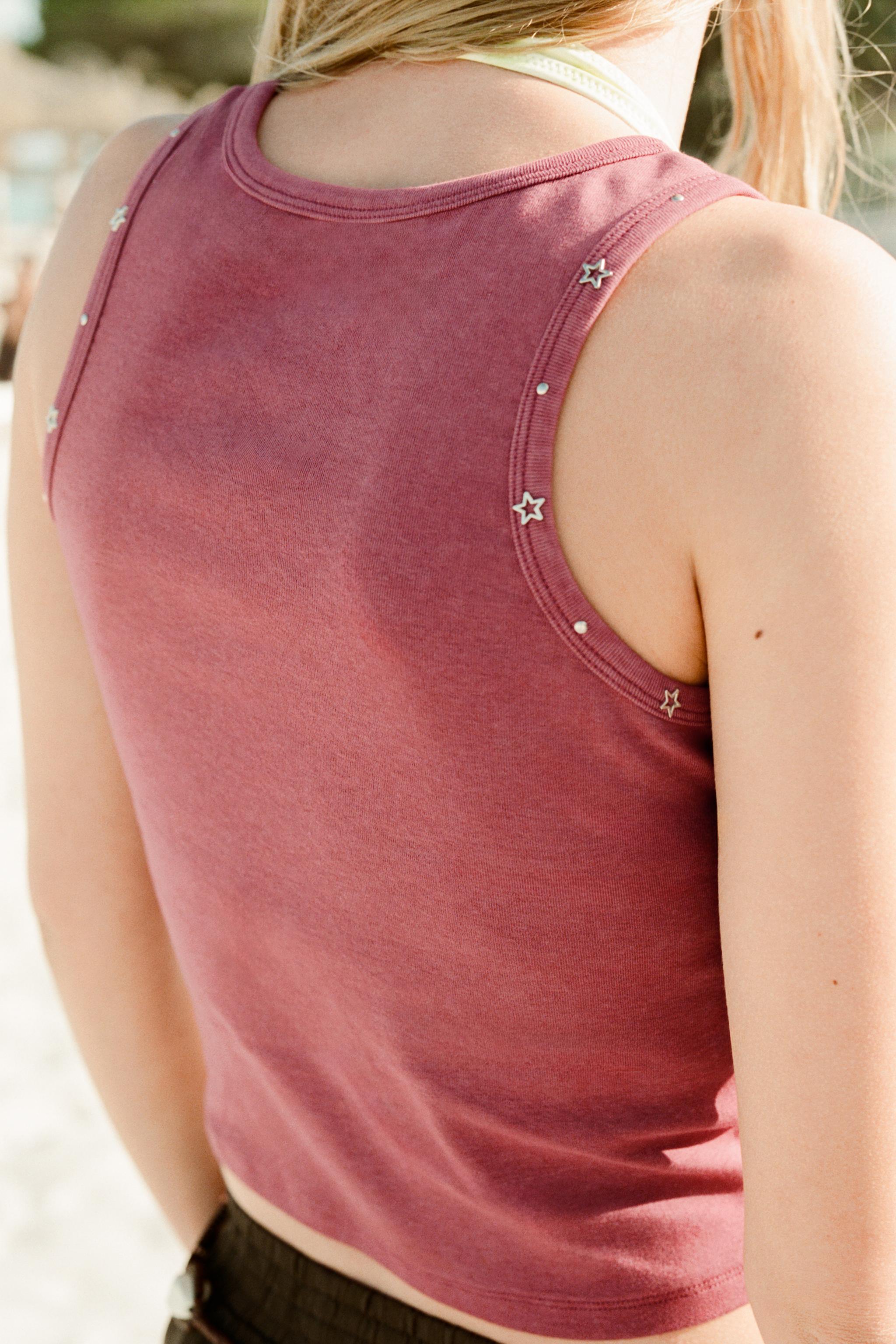 Детские футболки Zara STUDDED STAR T-SHIRT — фото 6