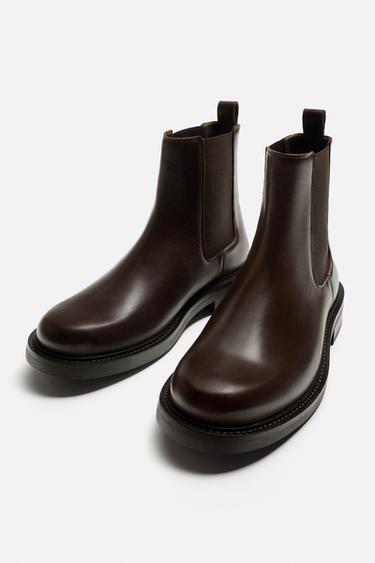 LEATHER CHELSEA BOOTS - Brown by Zara - Image 3