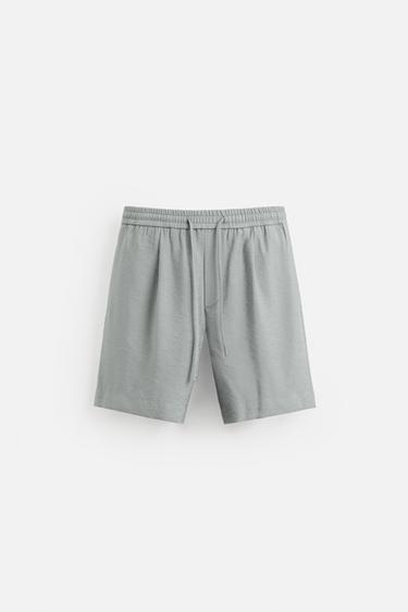 Zara FLOWY RELAXED FIT BERMUDA SHORTS - Gray