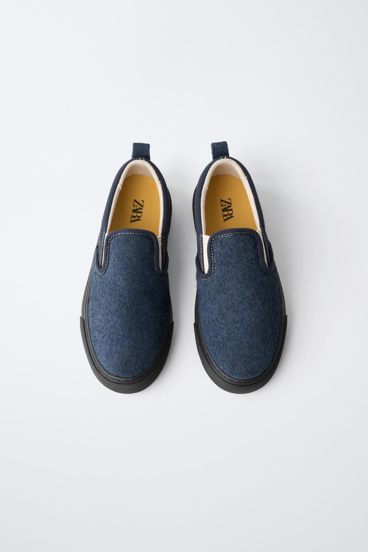 Детские кроссовки Zara Contrast Plimsolls, цвет: Синий — фото 5