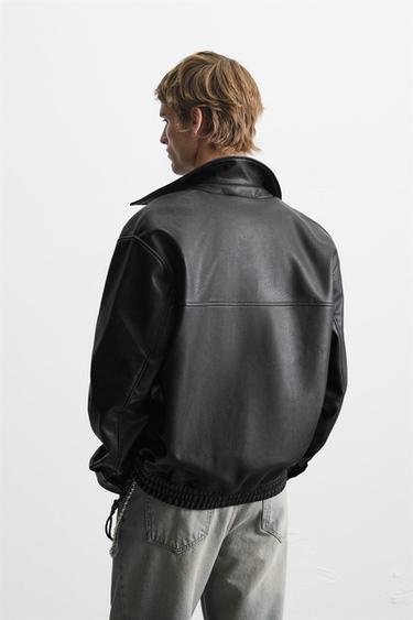 BLOUSON BOMBER MATIÈRE SYNTHÉTIQUE - Noir de Zara - Image 2