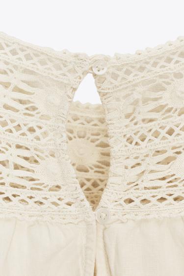 ZW COLLECTION EMBROIDERED SHORT DRESS - Ecru by Zara - Image 6