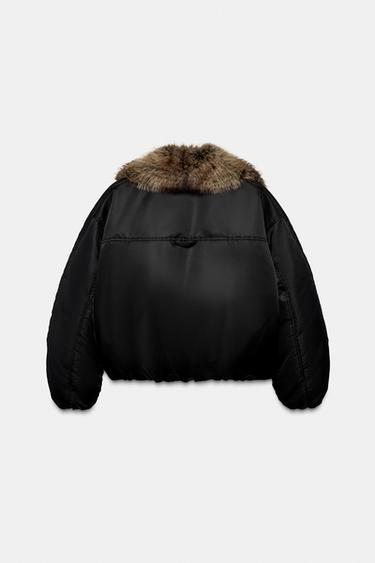Pull Zara En Fausse Fourrure Noire - Taille M - Manches Trois-quarts - Neuf Sans étiquettes