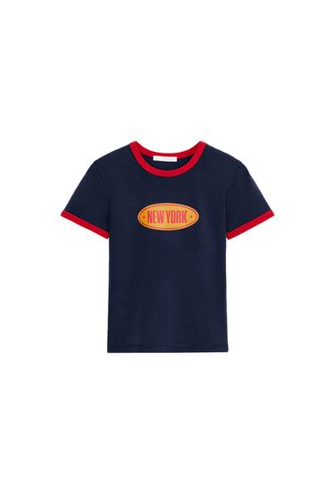 Zaras T-SHIRT MED TEXT - Blå