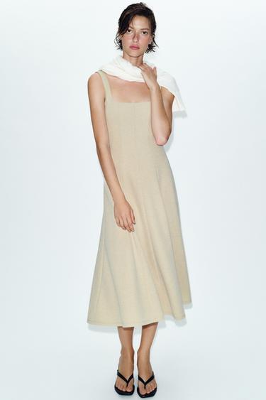 VESTIDO MIDI TIRANTES - Beige vigoré de Zara