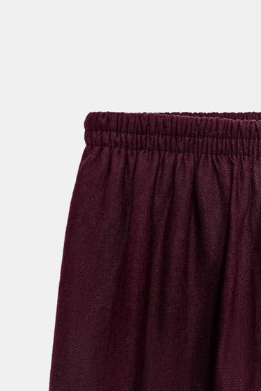 PANTALON BOUFFANT AVEC LIN - Aubergine de Zara - Image 6