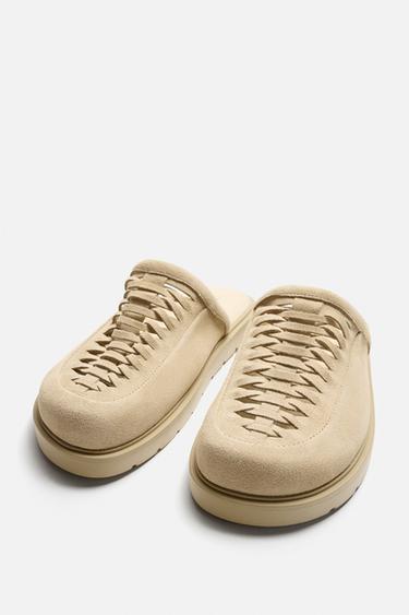 BRAIDED LEATHER CLOGS - Beige by Zara - Image 4