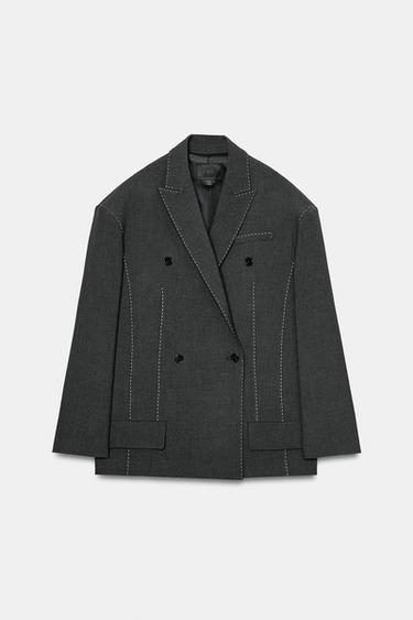 BLAZER OVERSIZE CUCITURE A CONTRASTO - Grigio medio di Zara