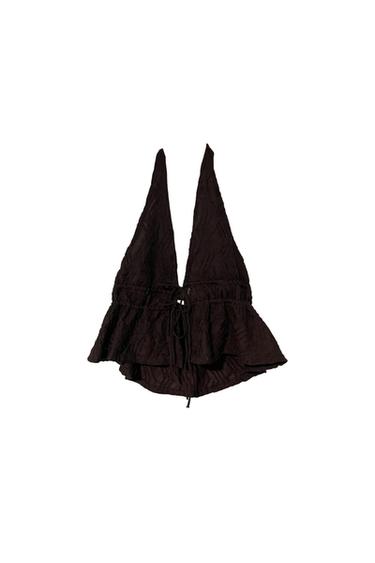 TOP MARRÓN CON ESCOTE HALTER