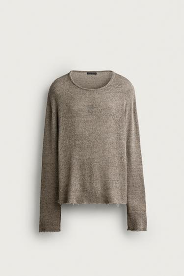 RELAXED FIT KNIT T-SHIRT - Stone by Zara