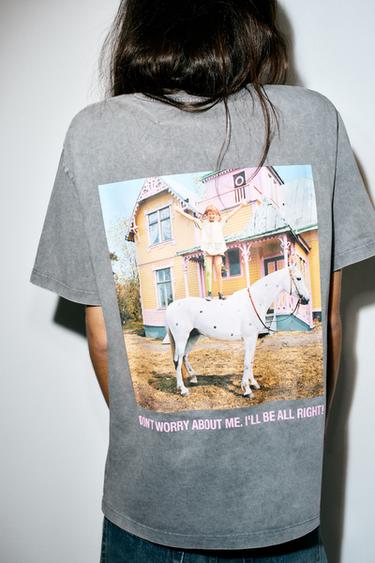CAMISETA PIPPI LÅNGSTRUMP™ EFECTO LAVADO - Gris antracita de Zara