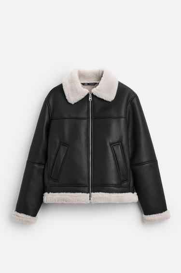 CAZADORA EFECTO PIEL DOBLE FAZ - Negro de Zara