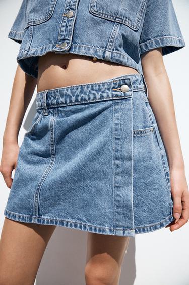Z1975 WRAP DENIM SKORT - Mid-blue by Zara