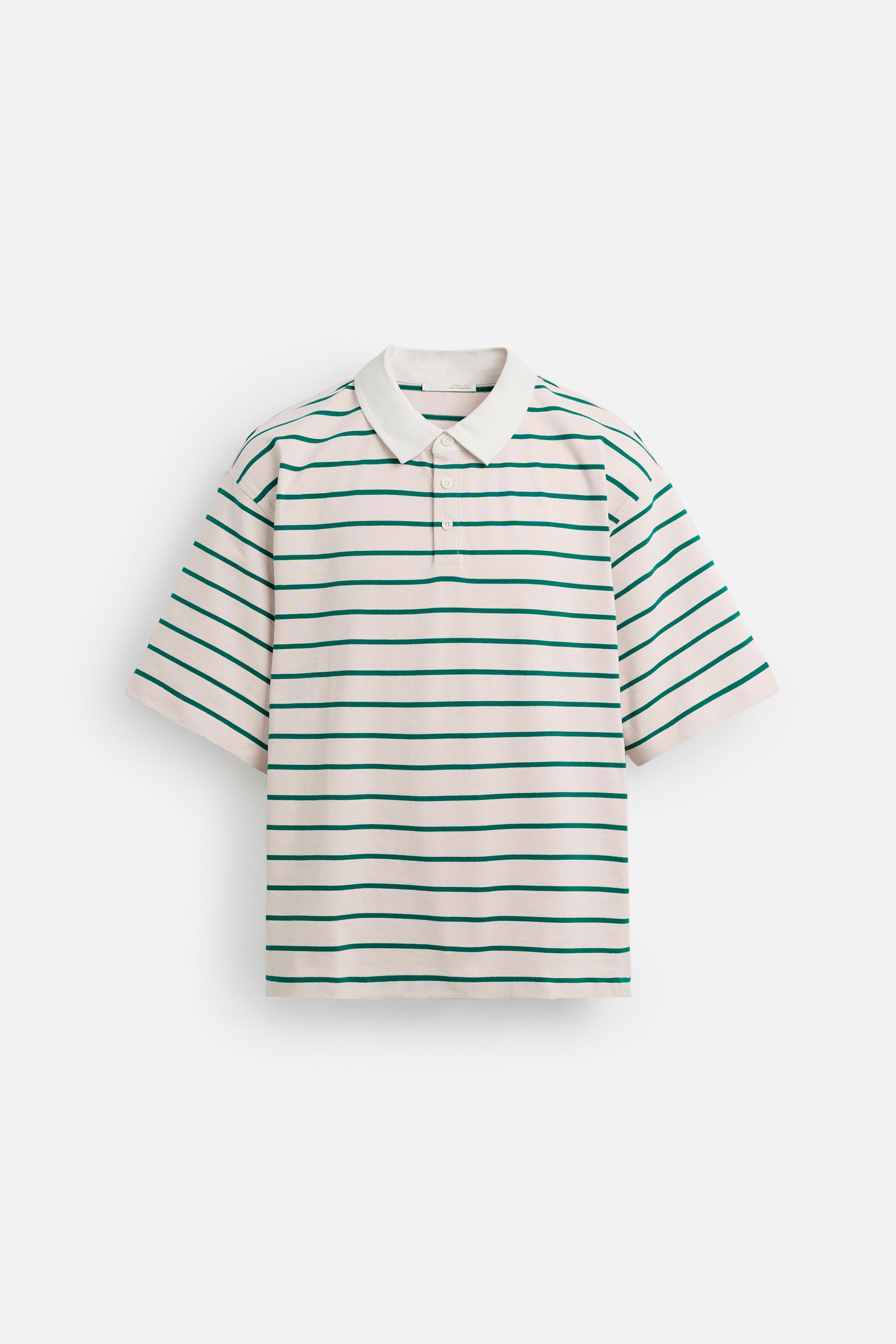 STRIPED RELAXED FIT POLO SHIRT - Pink | ZARA United States