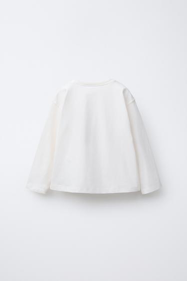 T-SHIRT WITH FLOCKED SLOGAN - Blue by Zara - Image 1