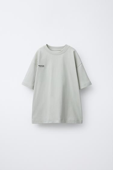 CAMISETA HEAVY WEIGHT TEXTO BORDADO - Khaki claro de Zara