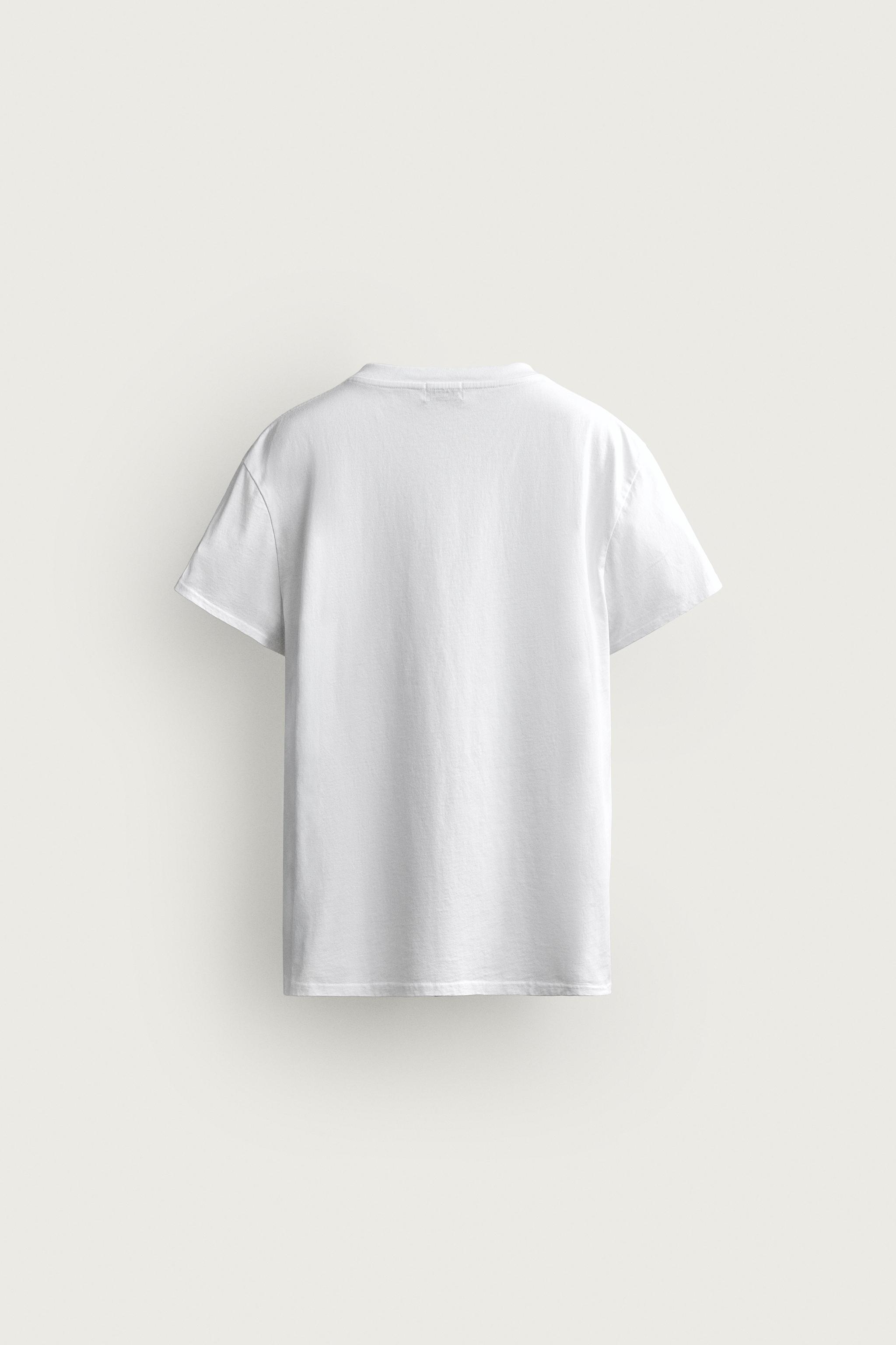 Zara RELAXED FIT V YAKA T-SHIRT görsel 7