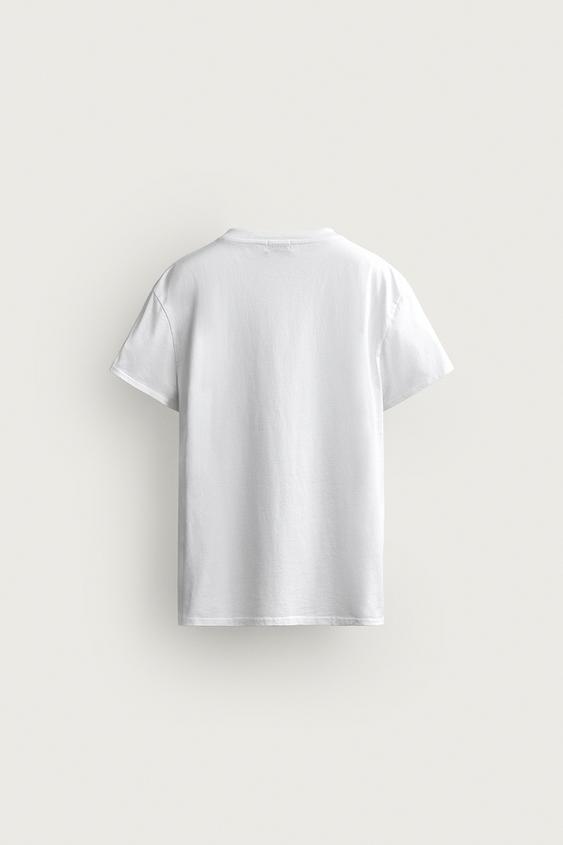 T-SHIRT COUPE RELAXED COL EN V - Blanc de Zara - Image 6