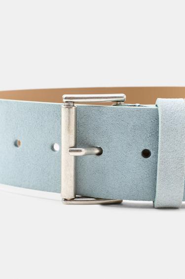PLAIN 100% LEATHER BELT - Pastel blue by Zara - Image 2