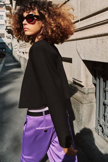 VESTE COURTE À ÉPAULETTES - Noir de Zara - Image 5