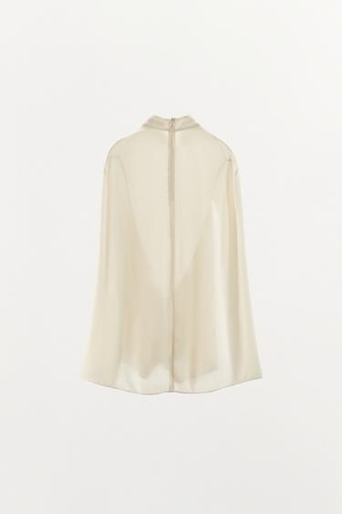ZW COLLECTION CAPE SHIRT WITH VENTS - Ecru by Zara - Image 9