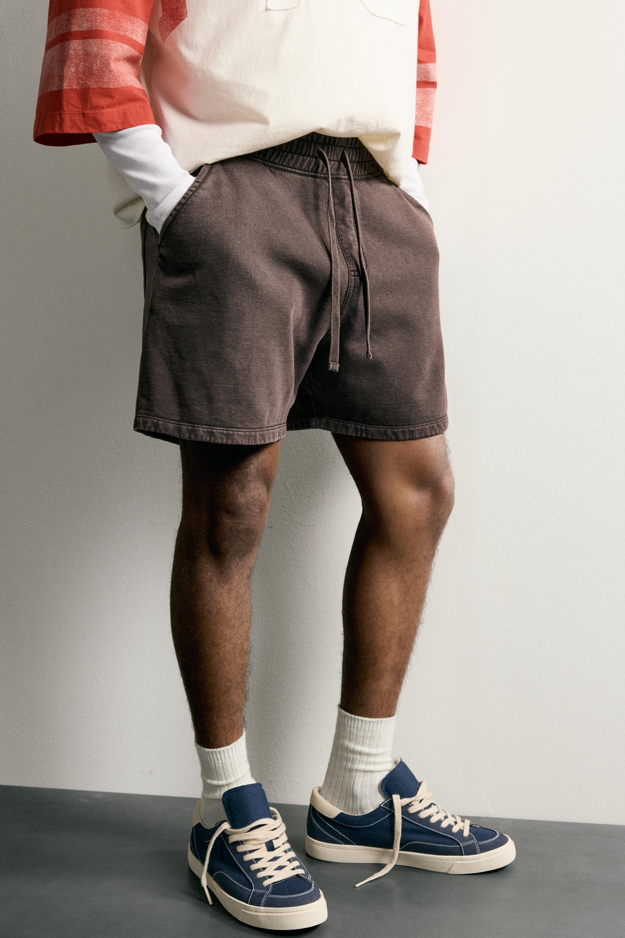 Мужские шорты Zara WASHED SWEAT SHORTS — фото 5