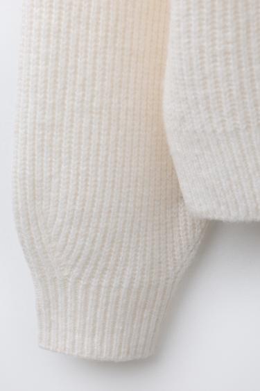 PULL EN MAILLE PERLÉE - Écru de Zara - Image 3