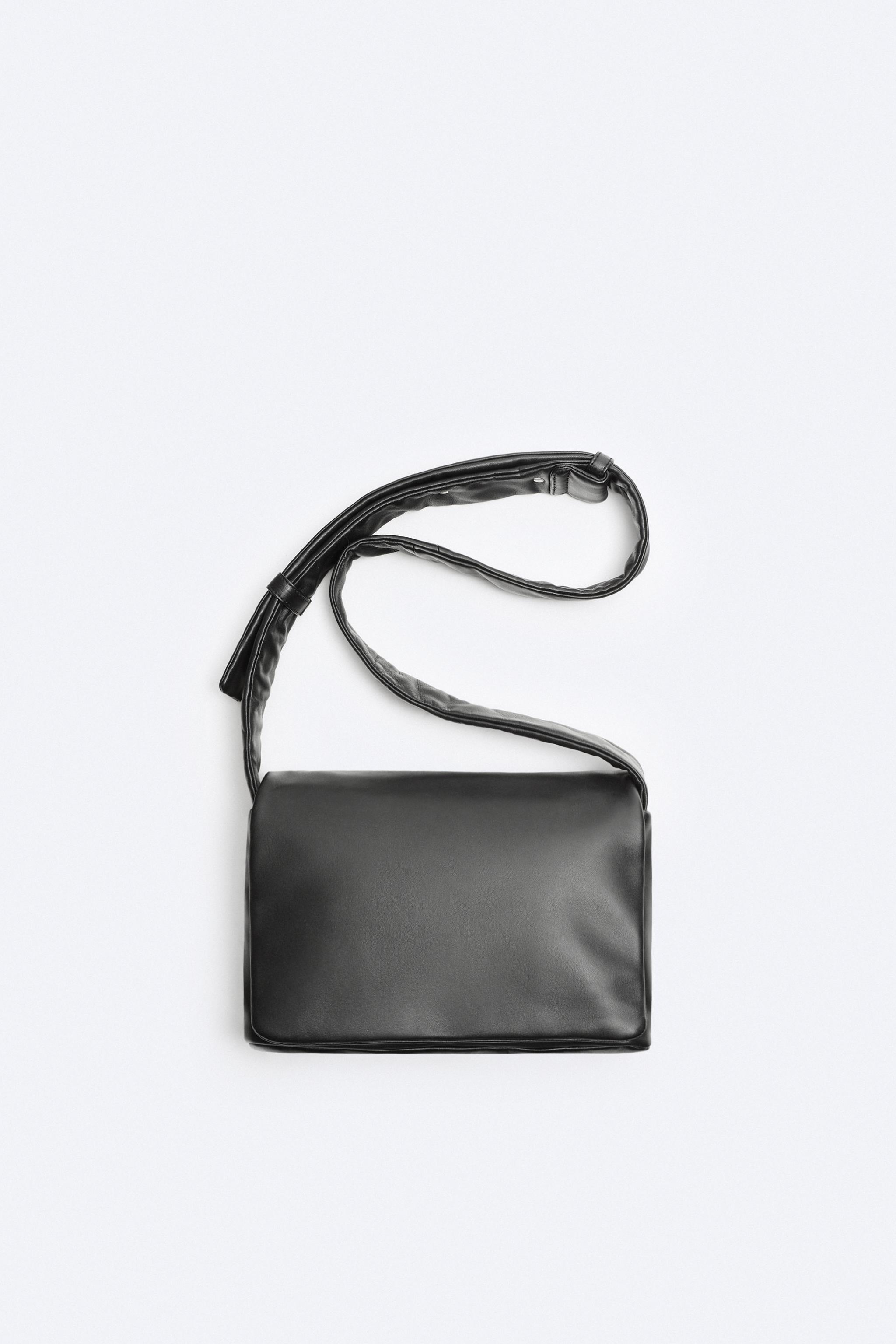 LEATHER CROSSBODY BAG WITH FLAP - Black | ZARA Canada