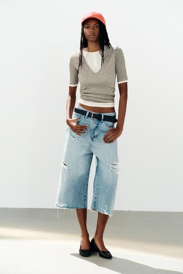 DOUBLE-LAYER HENLEY TOP - Mink marl by Zara