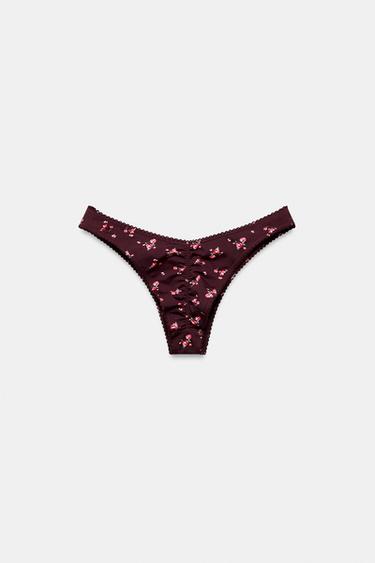 FLORAL PRINT BIKINI BOTTOMS - Burgundy by Zara - Image 7