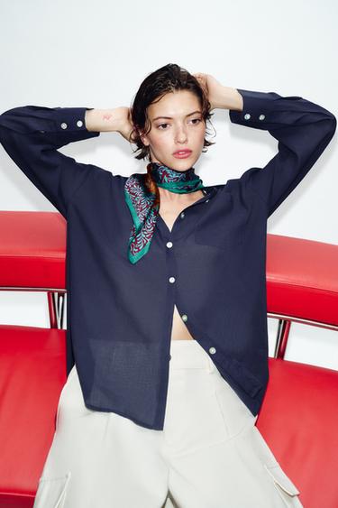 ყელსახვევი პრინტით - Zara-ს Sea green - სურათი 0