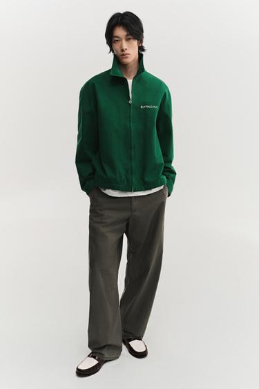 EMBROIDERED ZIP-UP JACKET - Green by Zara - Image 0