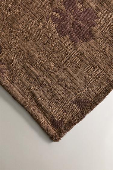 FLORAL JACQUARD THROW - Brown by Zara - Image 2