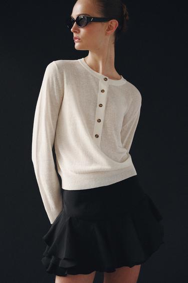 SHORT À VOLANTS ZW COLLECTION - Noir de Zara