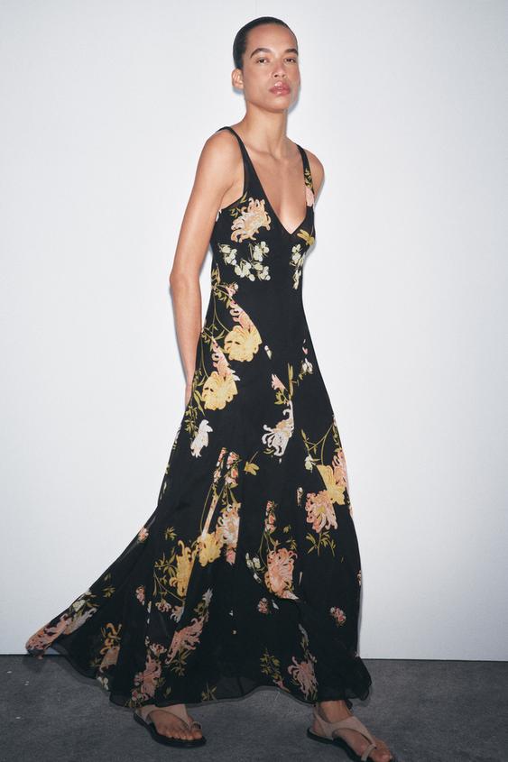 Fiesta Zara Vestido Verde Zara Manga Abullonada Vestido Midi