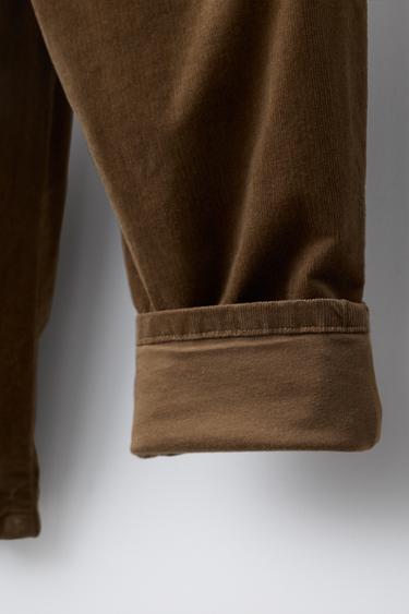 LINED NEEDLECORD TROUSERS - camel by Zara - Image 3