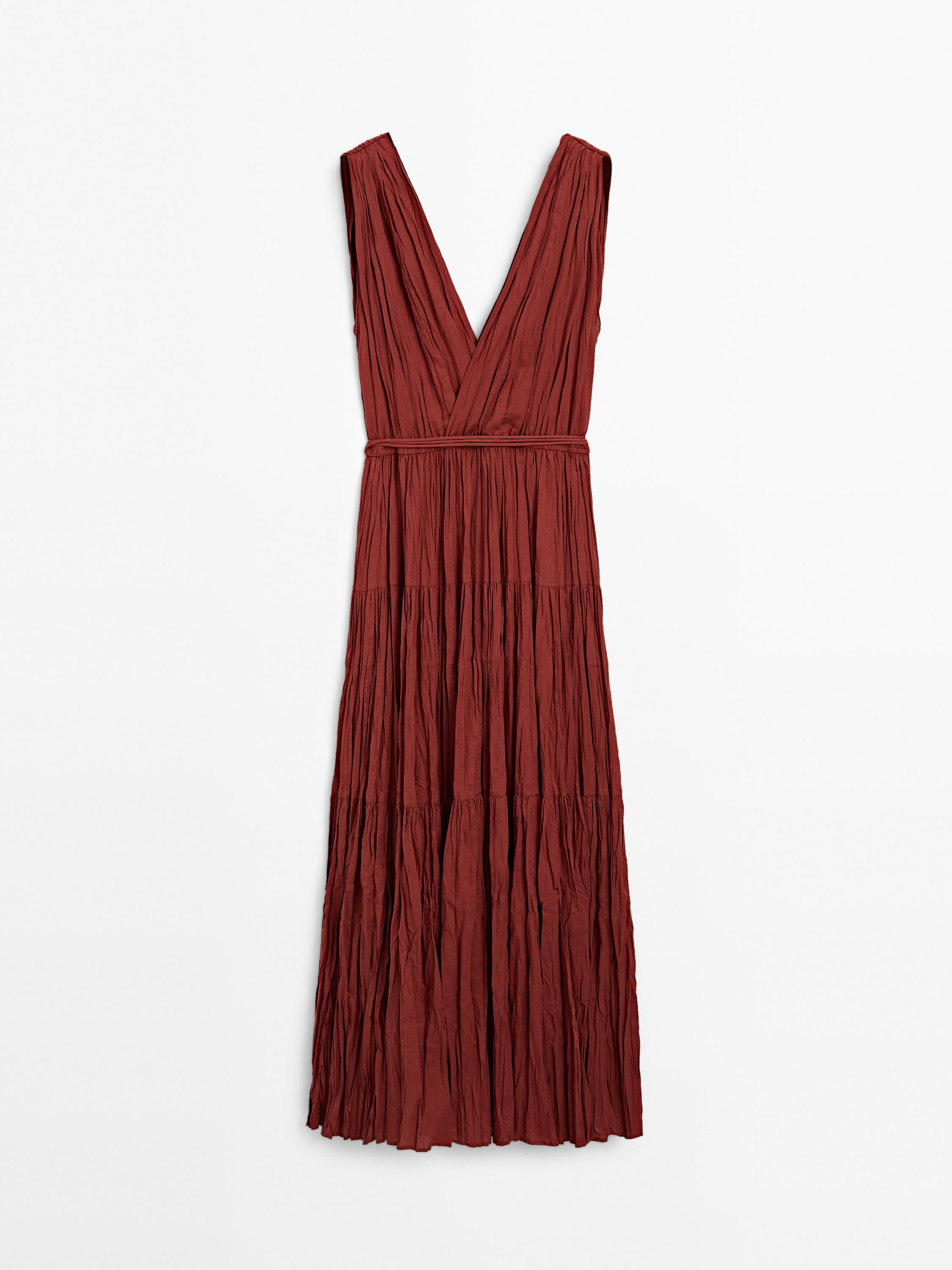 Robe longue plissée 100 % coton