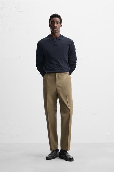 Zaras BYXA REGULAR FIT MED HÄLLOR - Khaki - Bild 0