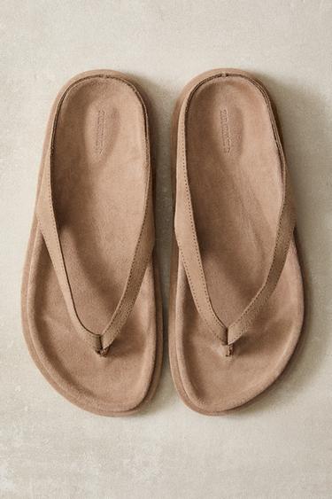 FLACHE LEDERSANDALEN - Beige von Zara