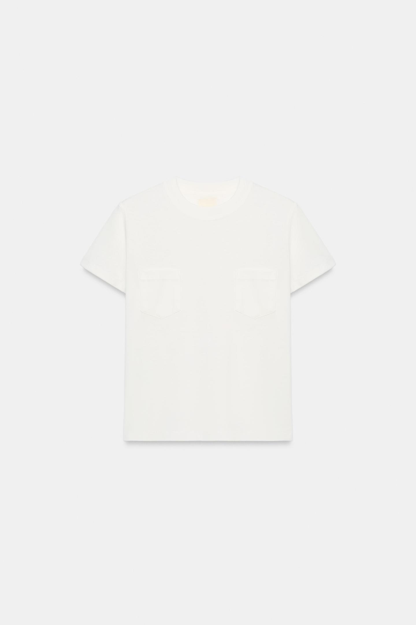 Женская футболка Zara Crew Neck, цвет: Устричный белый — фото 5