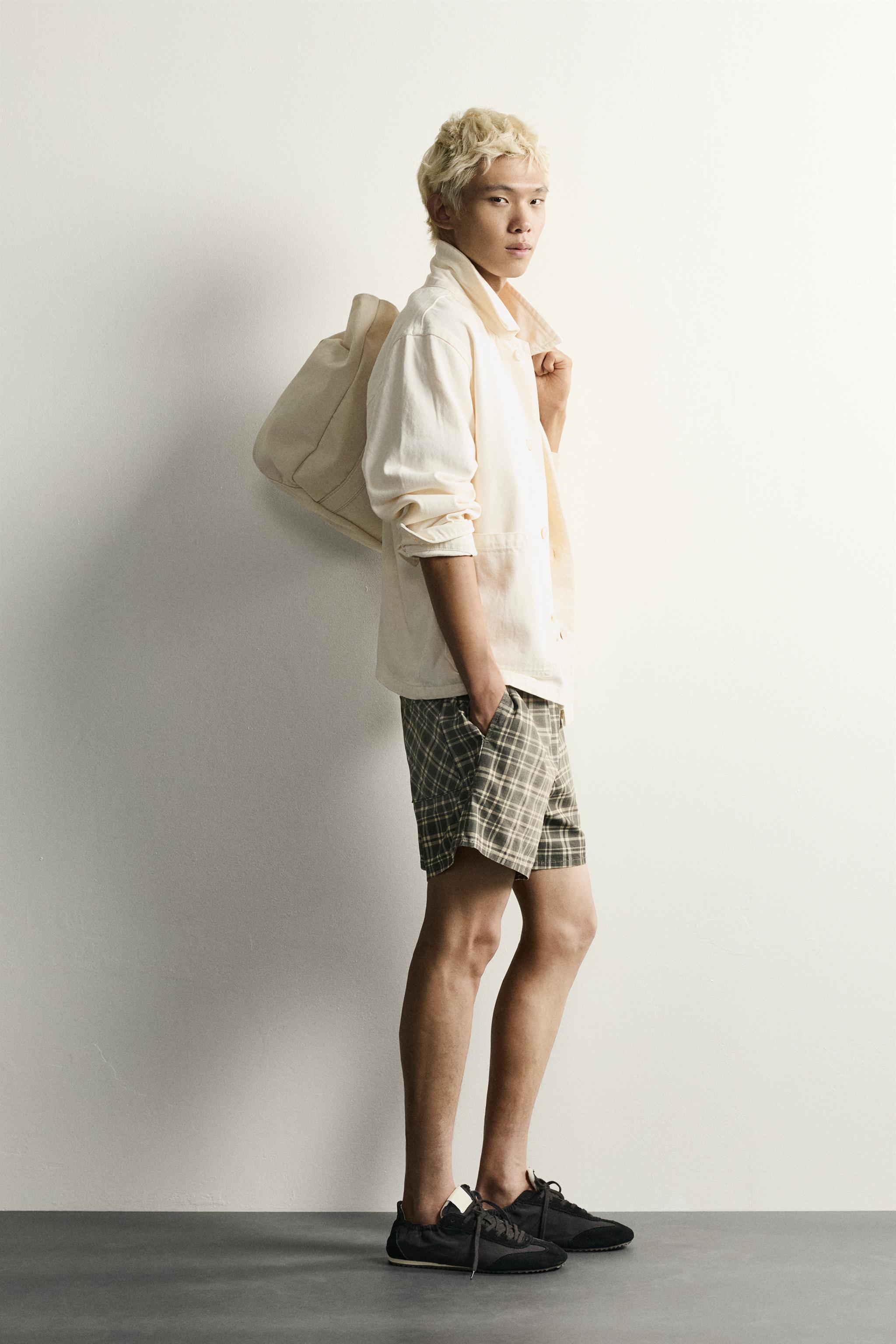 Мужские шорты Zara WASHED CHECKERED SHORTS — фото 4