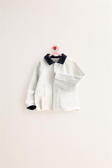ZARA TIMELESS - BLUSÃO DE LONA COM GOLA EM CONTRASTE - Branco da Zara