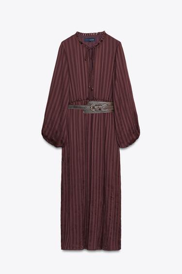 Zara MIDI BELT DRESS - Brick - Image 0