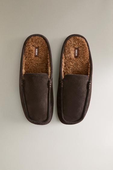 MOCASSIN OUVERT À L'ARRIÈRE EN CUIR CHAUD - Marron chocolat de Zara - Image 2