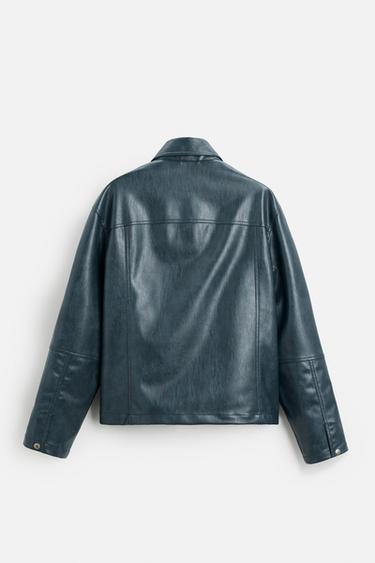 LEATHER EFFECT OVERSHIRT - Blue by Zara - Image 6