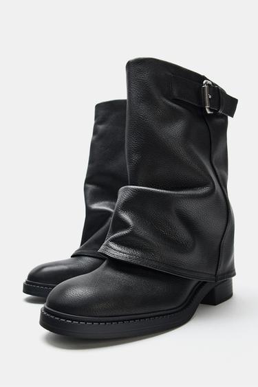BOTTINES EN CUIR À BOUCLE - Noir de Zara - Image 3