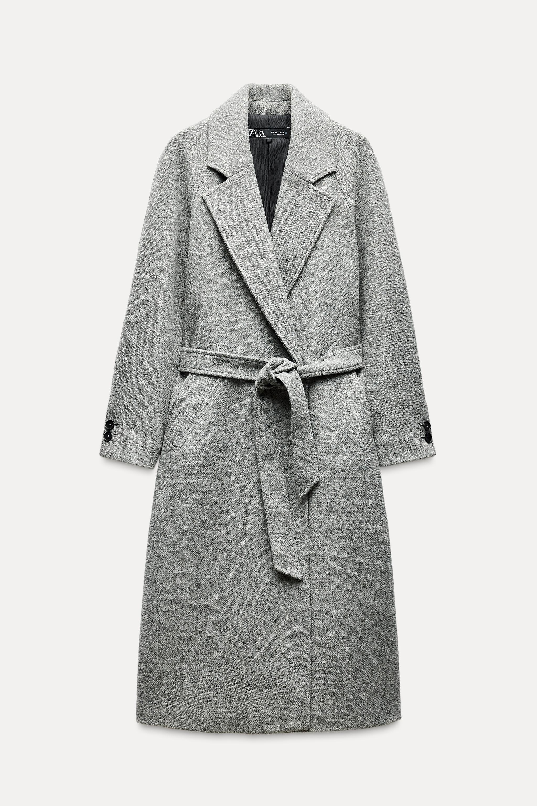 Belted coat grey best sale