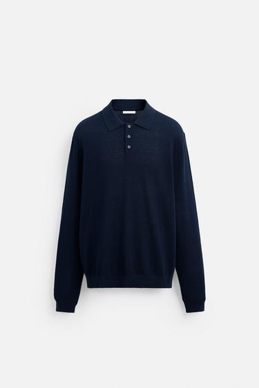POLO PUNTO SEDA ALGODON - Azul de Zara - Imagen 0